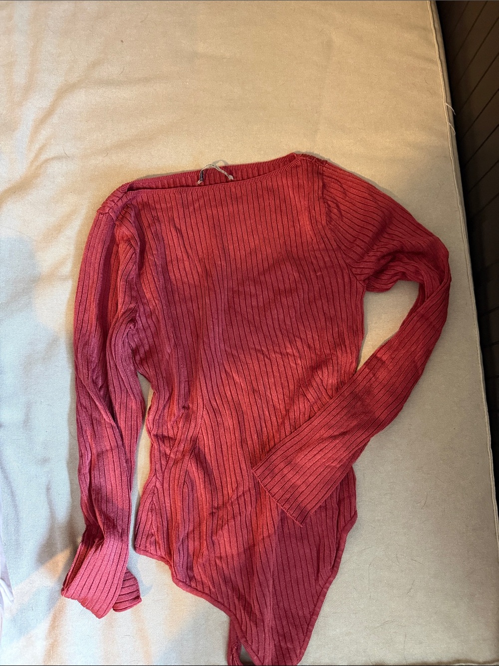Abercrombie & Fitch Ribbed Long-Sleeve Top - Red